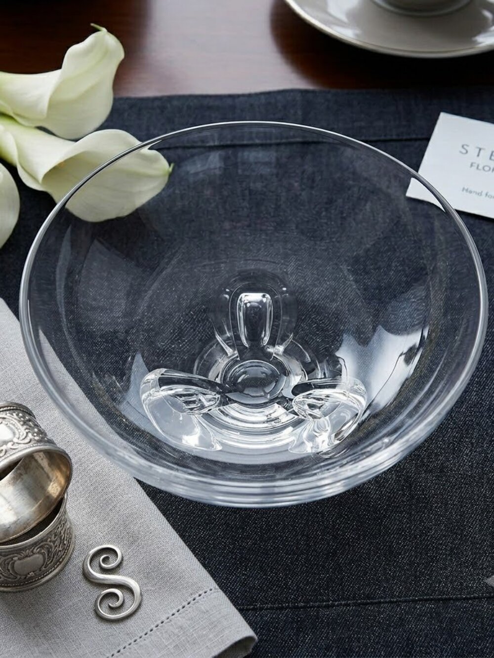 Steuben Bowl Glass Vintage Round Footed Floret Bowl Mid Century Modern